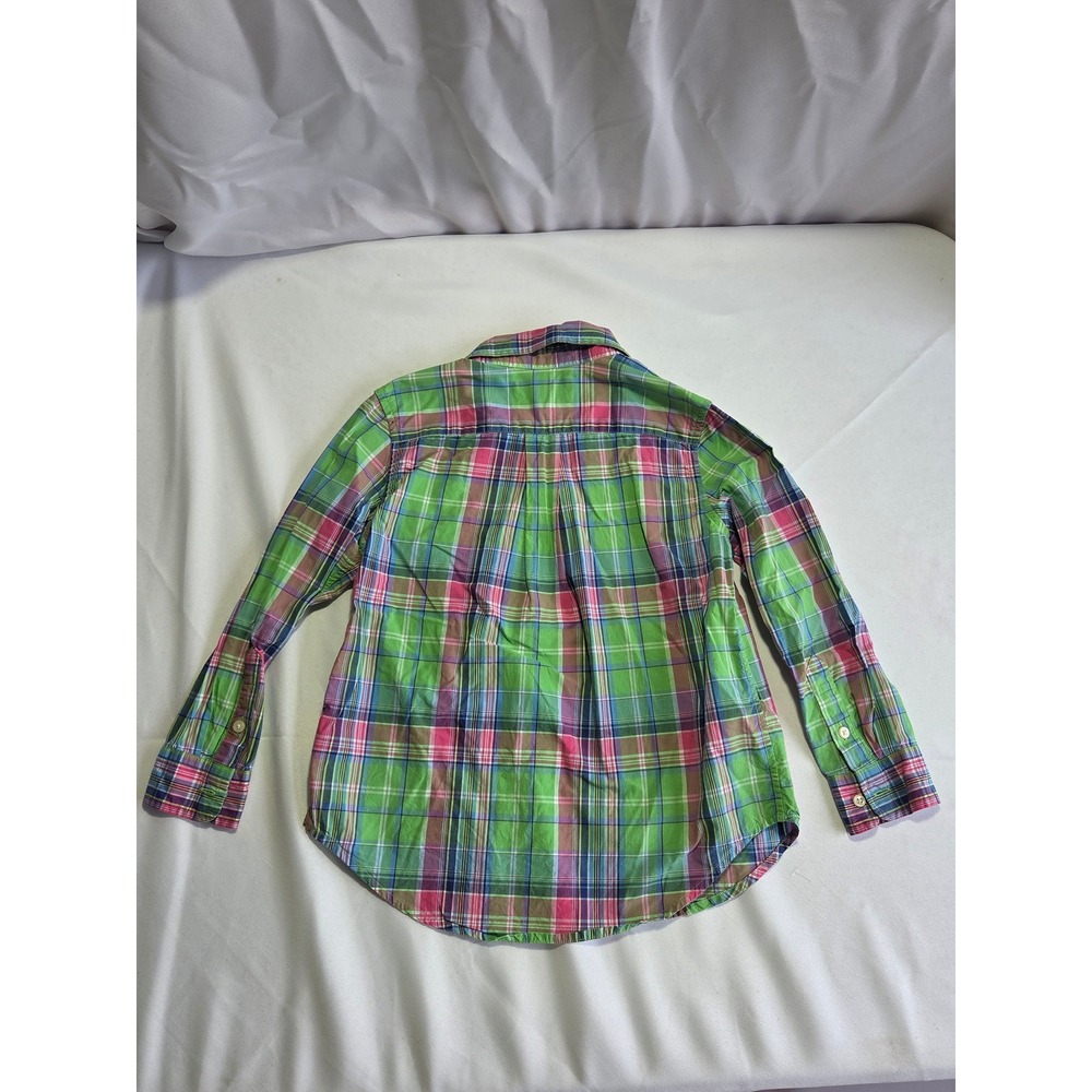 Ralph Lauren Boys Green Pink Madras Plaid Button Down Shirt Size 5 Long Sleeve - Picture 4 of 6